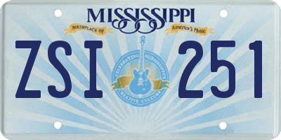 MS license plate ZSI251