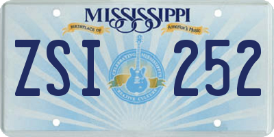 MS license plate ZSI252