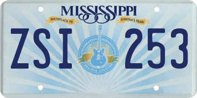 MS license plate ZSI253