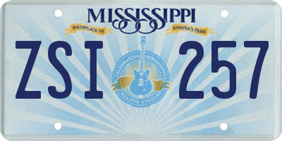 MS license plate ZSI257
