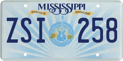 MS license plate ZSI258