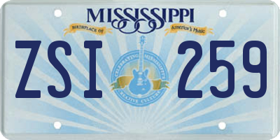 MS license plate ZSI259