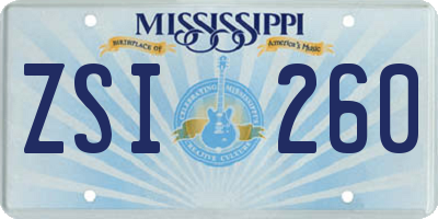MS license plate ZSI260