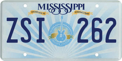 MS license plate ZSI262
