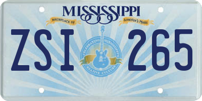 MS license plate ZSI265
