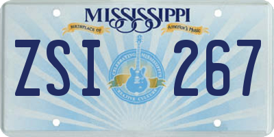 MS license plate ZSI267