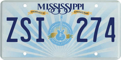 MS license plate ZSI274