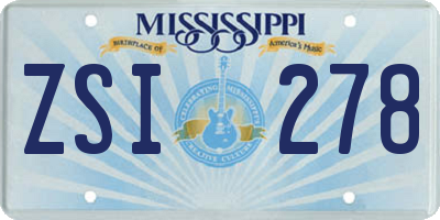 MS license plate ZSI278