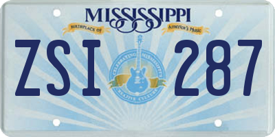 MS license plate ZSI287