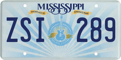 MS license plate ZSI289