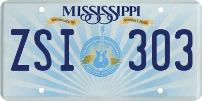 MS license plate ZSI303