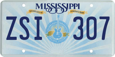 MS license plate ZSI307