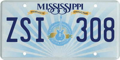MS license plate ZSI308