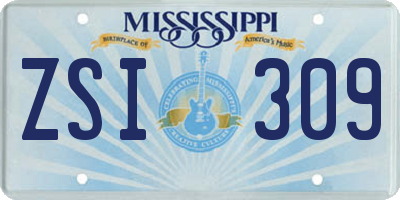 MS license plate ZSI309