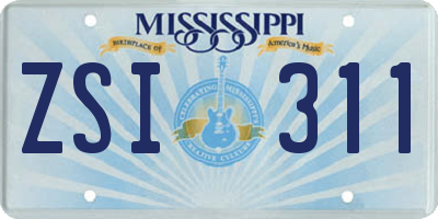 MS license plate ZSI311