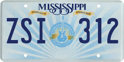 MS license plate ZSI312