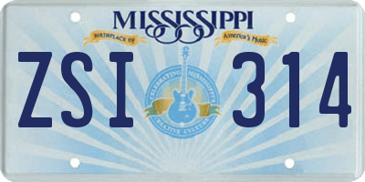 MS license plate ZSI314