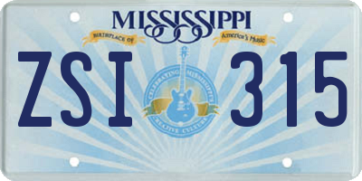 MS license plate ZSI315