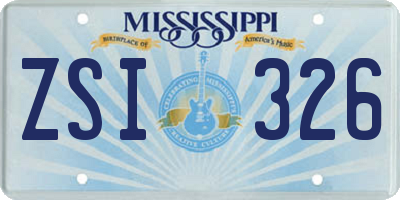 MS license plate ZSI326