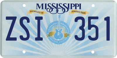 MS license plate ZSI351
