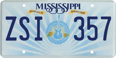 MS license plate ZSI357
