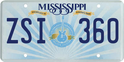 MS license plate ZSI360