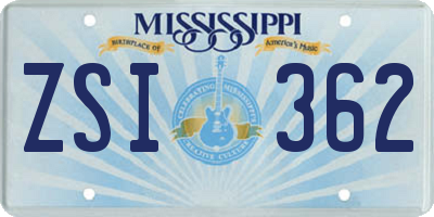 MS license plate ZSI362