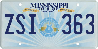 MS license plate ZSI363