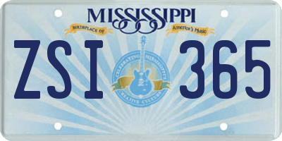 MS license plate ZSI365