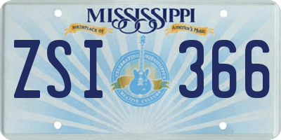 MS license plate ZSI366
