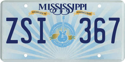 MS license plate ZSI367