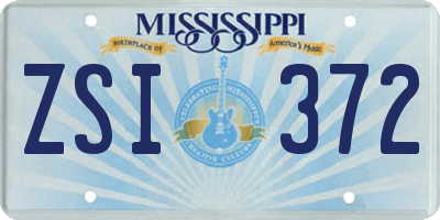 MS license plate ZSI372