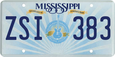 MS license plate ZSI383