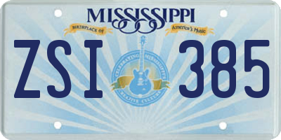MS license plate ZSI385