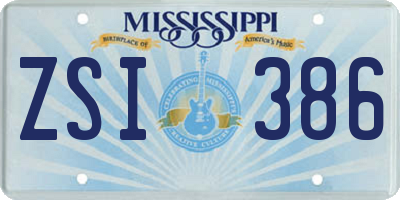 MS license plate ZSI386