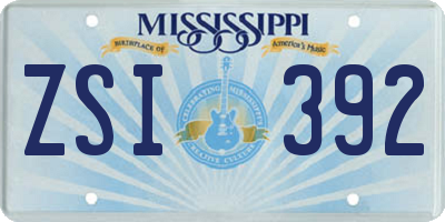 MS license plate ZSI392