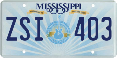MS license plate ZSI403