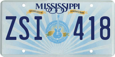 MS license plate ZSI418