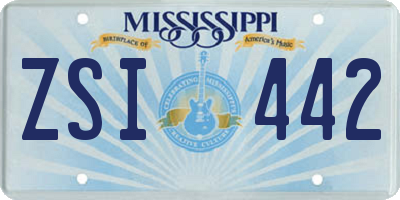 MS license plate ZSI442