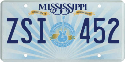 MS license plate ZSI452
