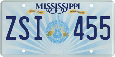 MS license plate ZSI455