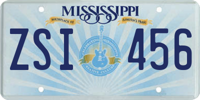 MS license plate ZSI456