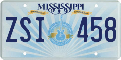 MS license plate ZSI458