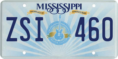 MS license plate ZSI460