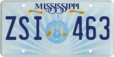MS license plate ZSI463