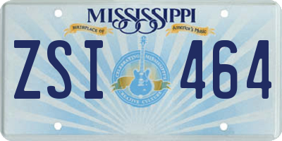 MS license plate ZSI464