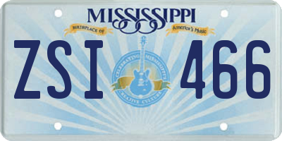 MS license plate ZSI466