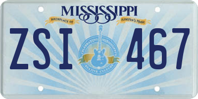 MS license plate ZSI467