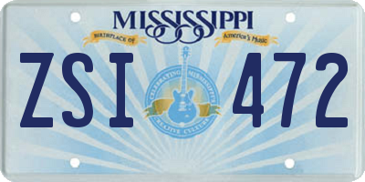 MS license plate ZSI472