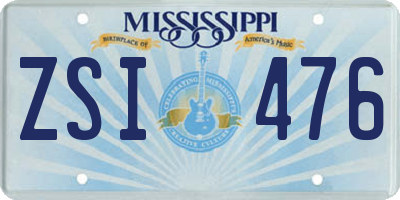 MS license plate ZSI476
